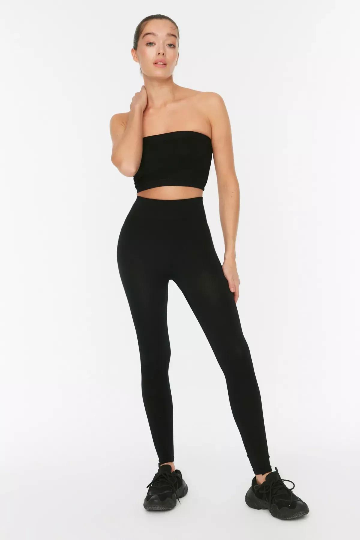 Black High Waist Leggings, Black, large image number 4
