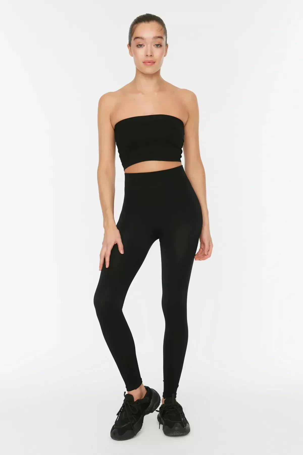 Black High Waist Leggings, Black, large image number 6