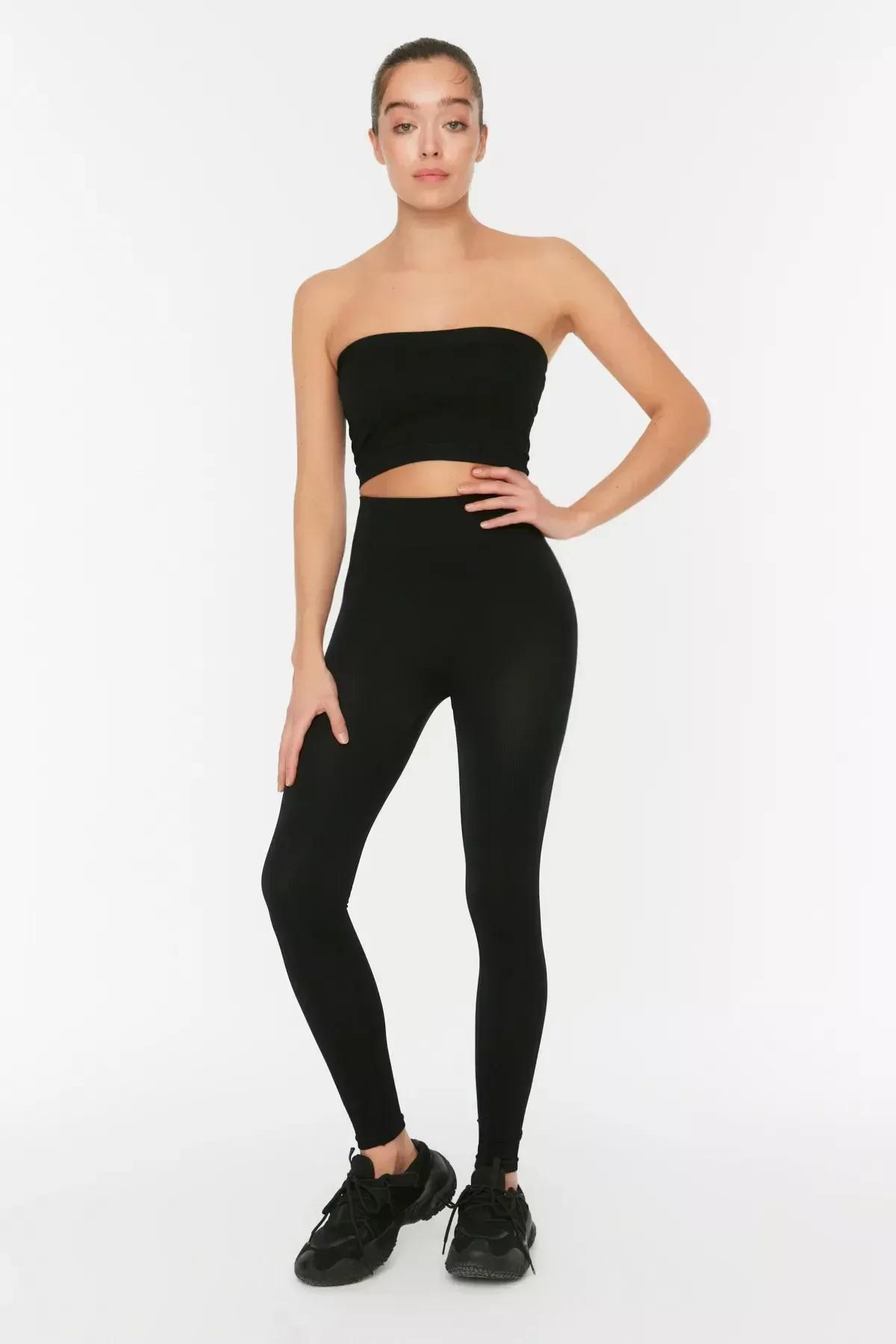 Black High Waist Leggings, Black, large image number 7