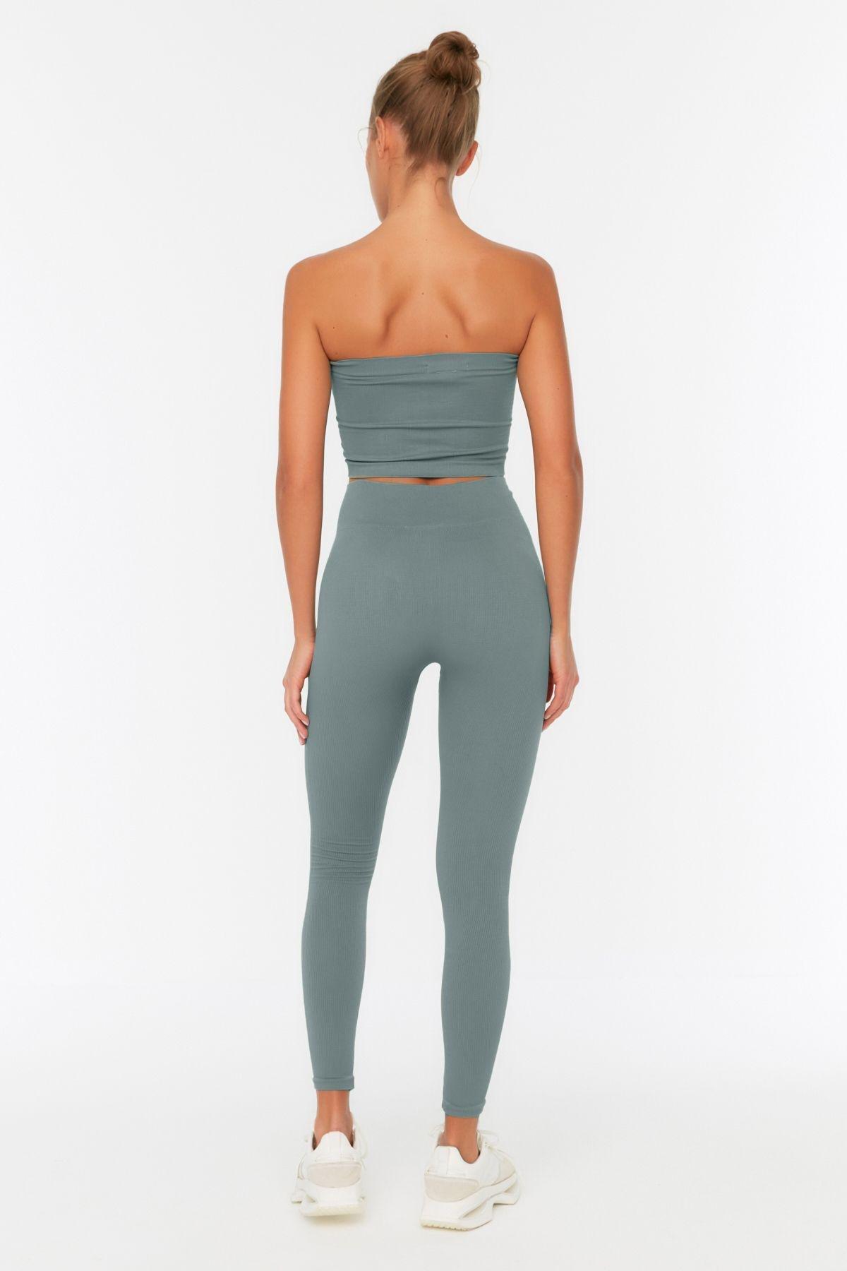 Green High-Waist Leggings, Khaki, large image number 7