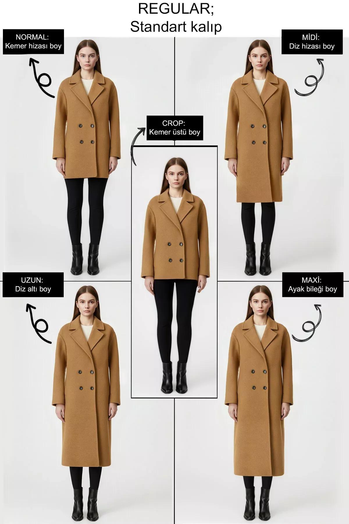 Black Puffer Lapel Collar Coat, Black, large image number 4