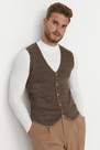 Trendyol - Brown Double-Breasted Slim Vest