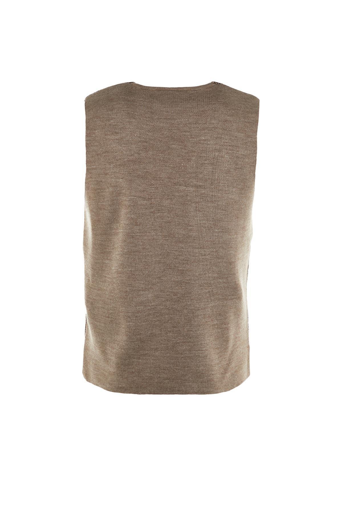 Brown Double-Breasted Slim Vest, , large image number 5