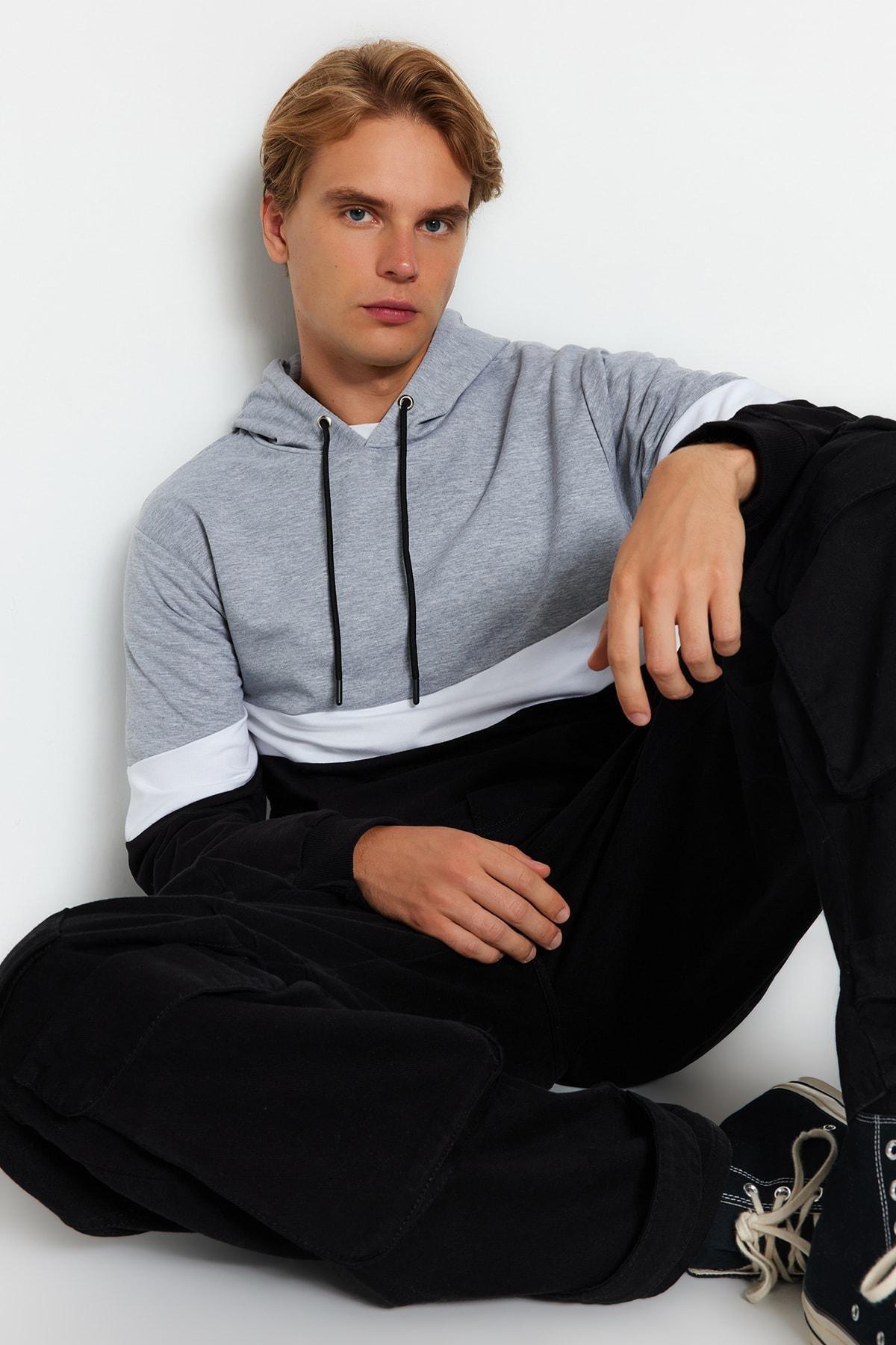 Grey Regular Hooded Sweatshirt, , large image number 1