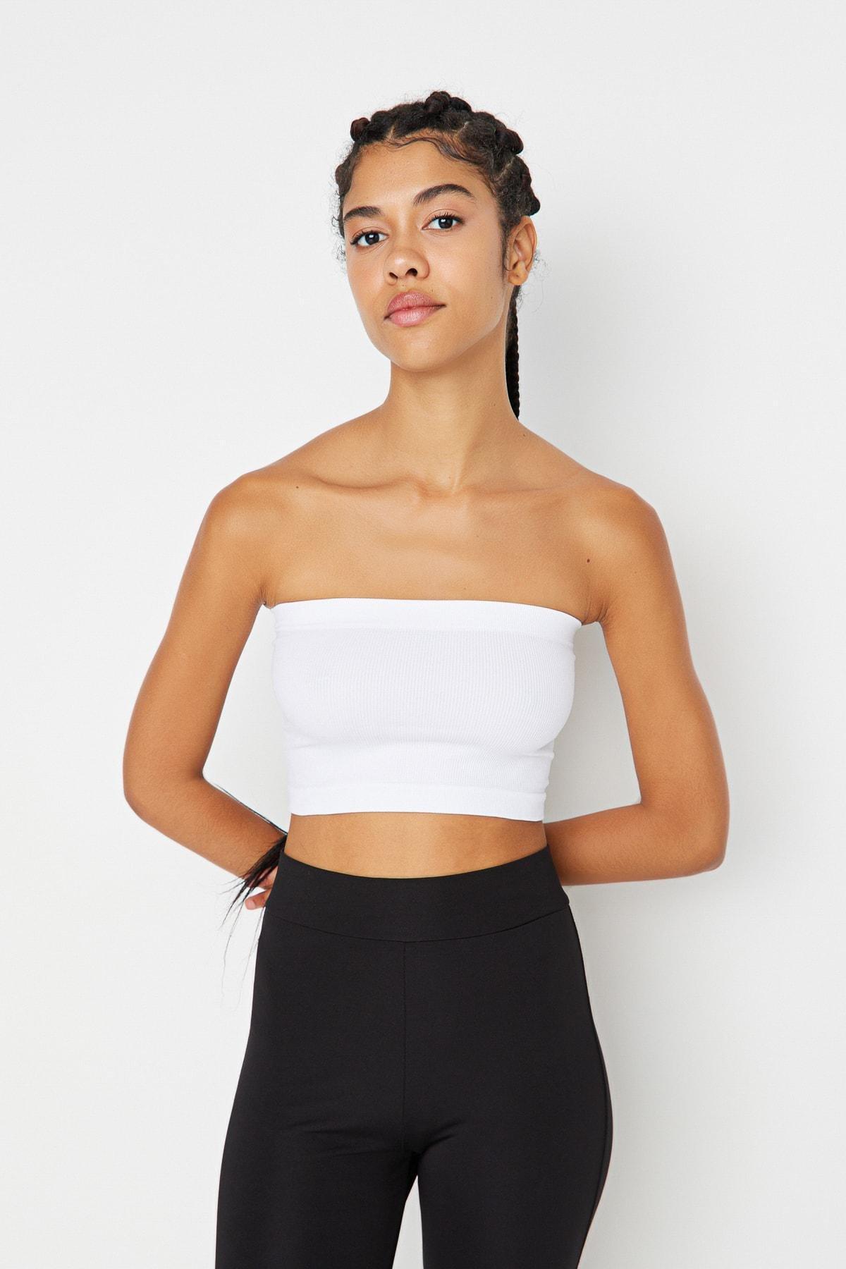 White Plain Crop Sports Bra, , large image number 0