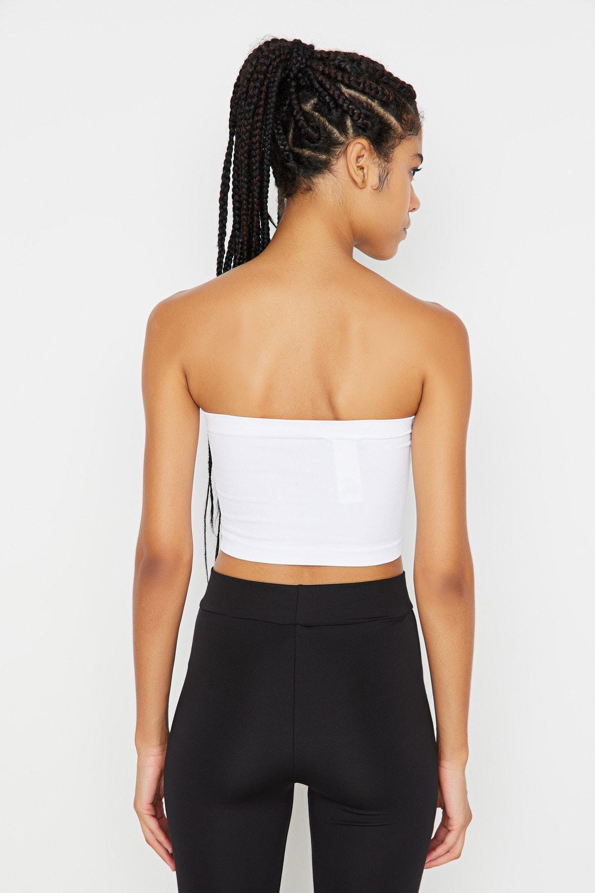 White Plain Crop Sports Bra, , large image number 4