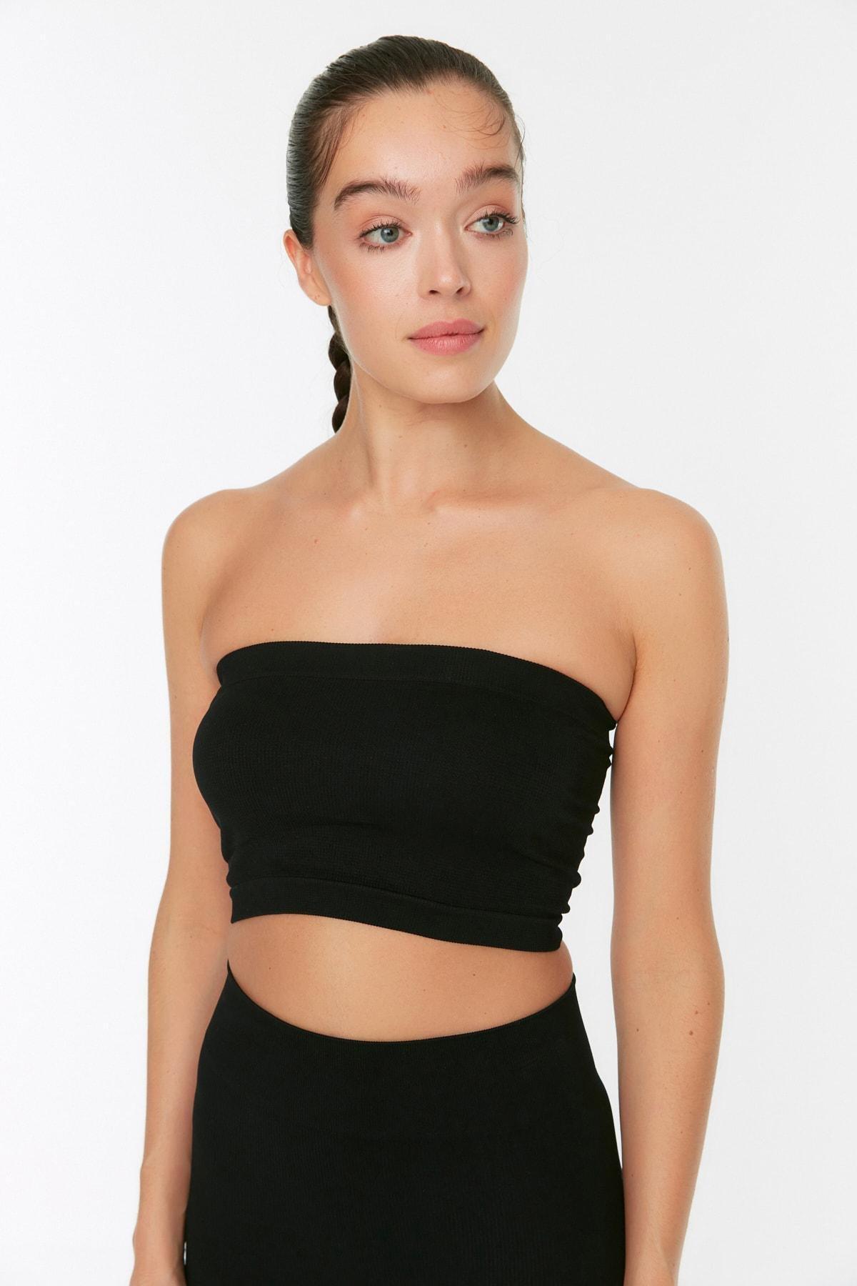Black Plain Crop- Top Sports Bra, , large image number 2