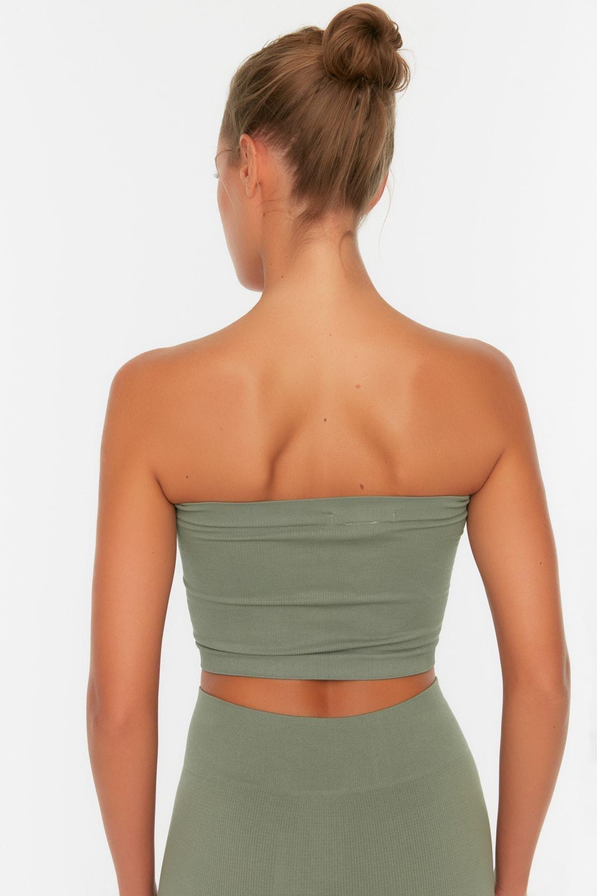 Khaki Strapless Sports Bra, , large image number 4