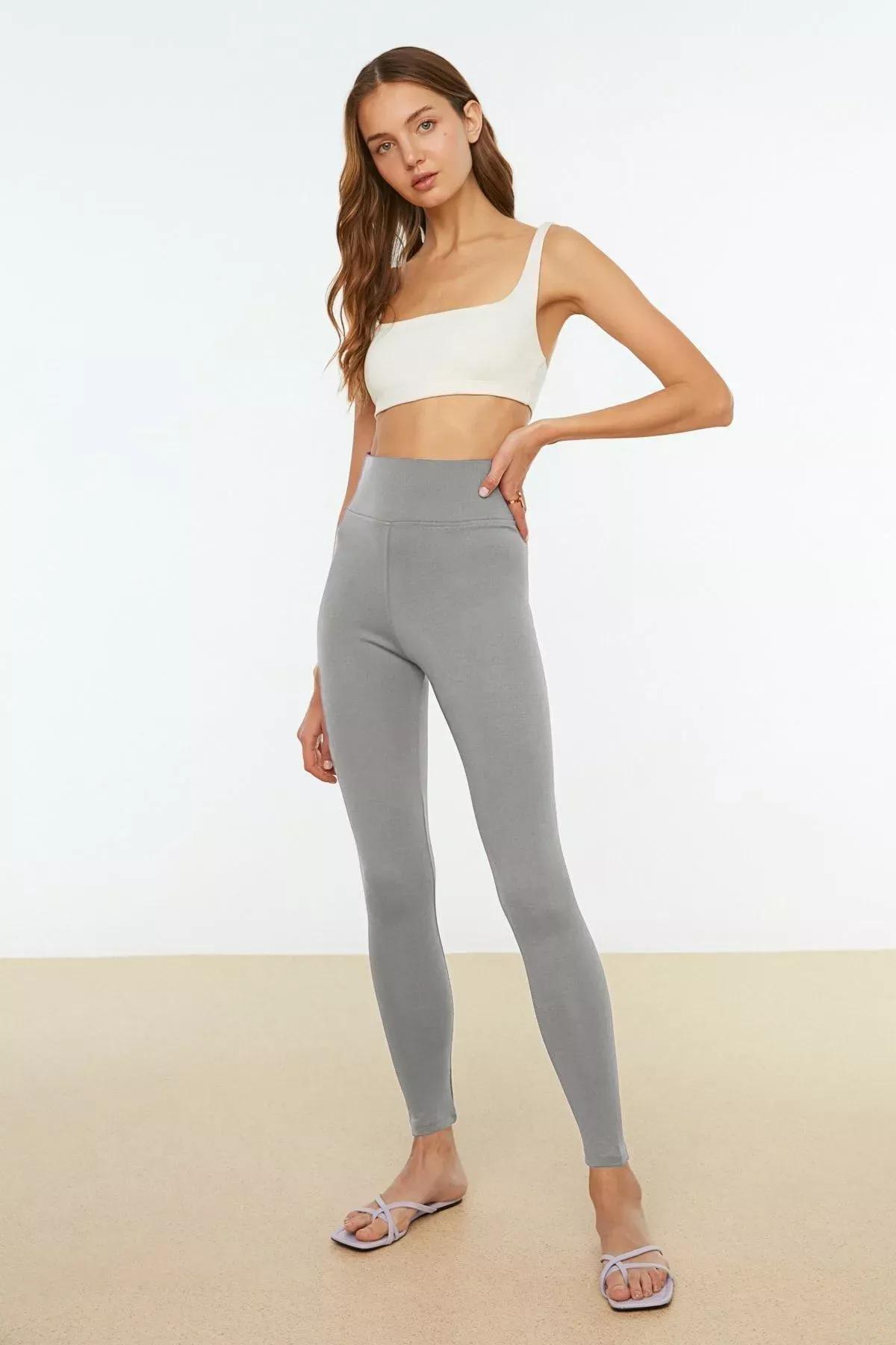 Grey High-Waist Leggings, DARK GREY, large image number 0