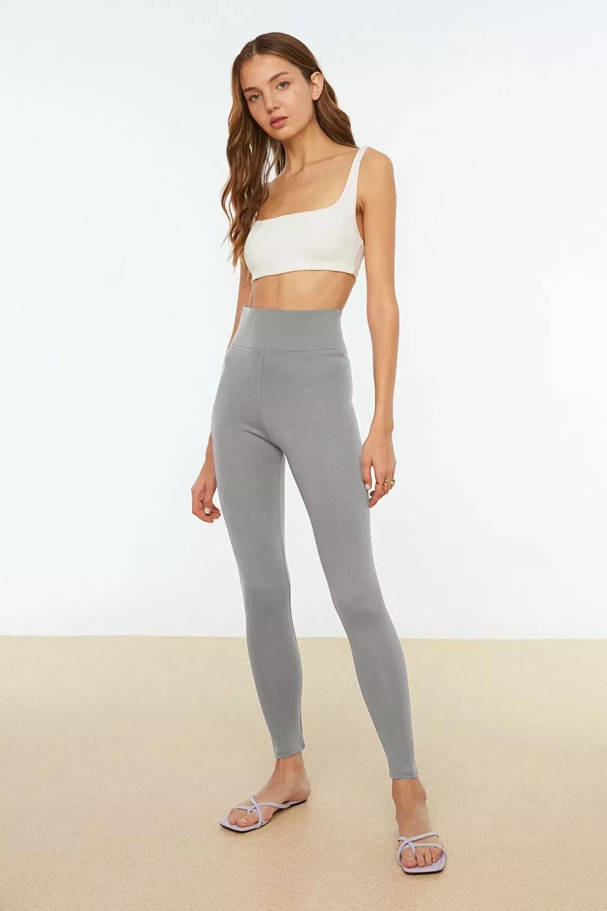 Grey High-Waist Leggings, DARK GREY, large image number 2