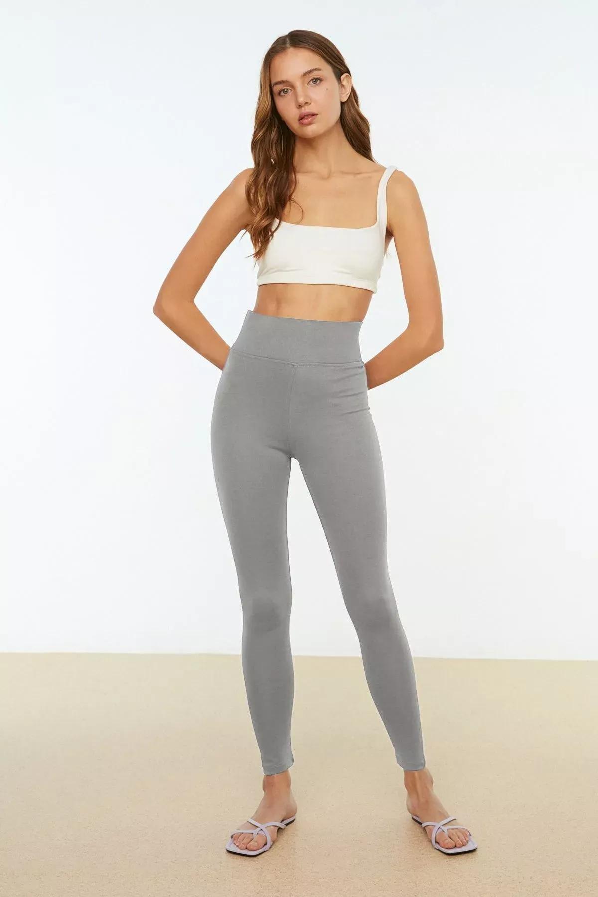 Grey High-Waist Leggings, DARK GREY, large image number 3