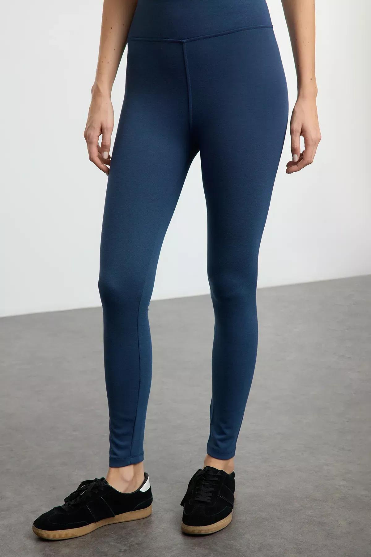Blue High-Waist Knit Tights, , large image number 3