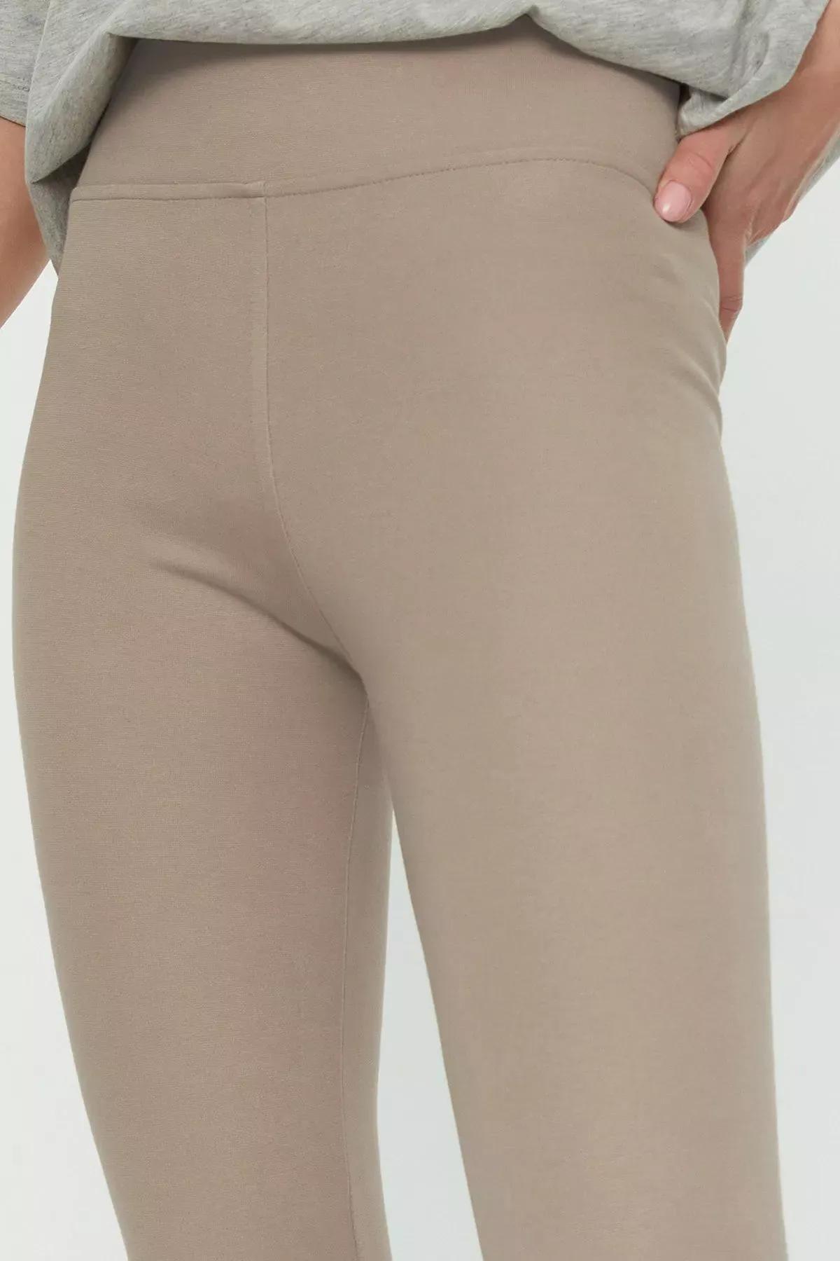 Beige High Waist Leggings, Beige, large image number 1