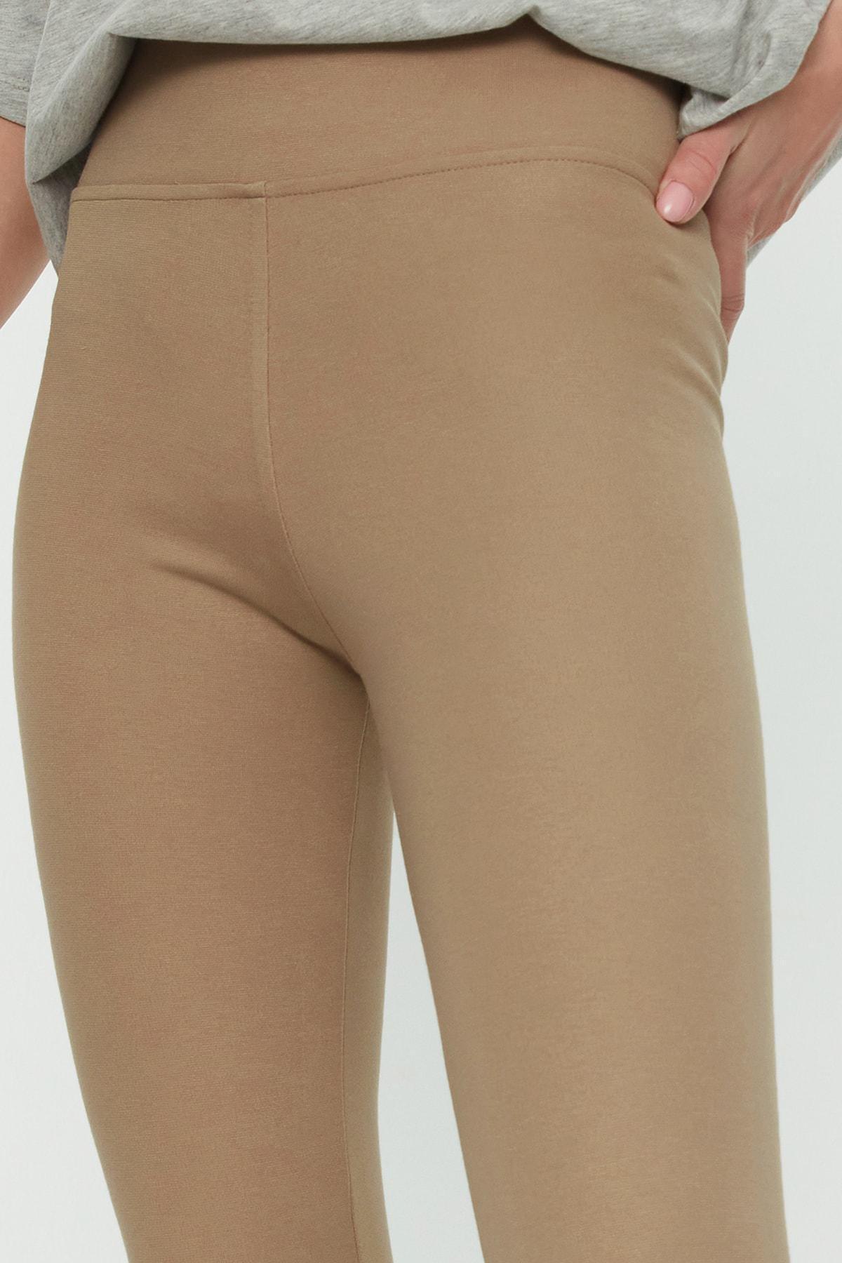 Beige High Waist Leggings, , large image number 2