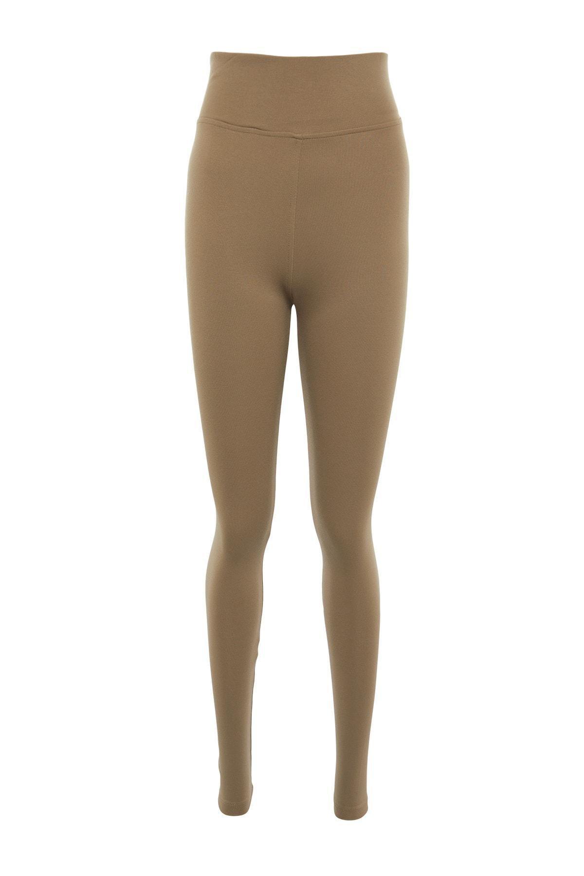 Beige High Waist Leggings, , large image number 5