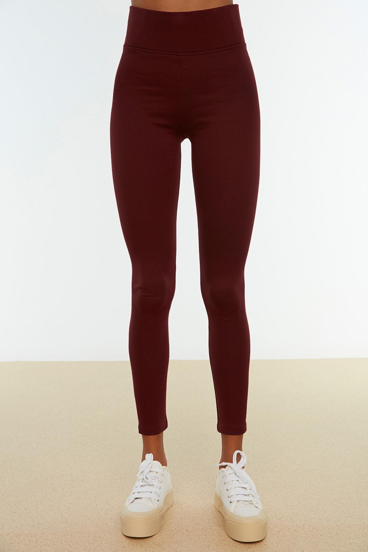Burgundy High Waist Leggings, , large image number 5