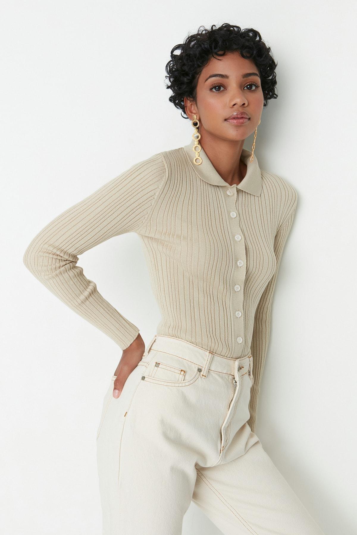 Grey Polo Neck Slim Cardigan, Gray, large image number 0