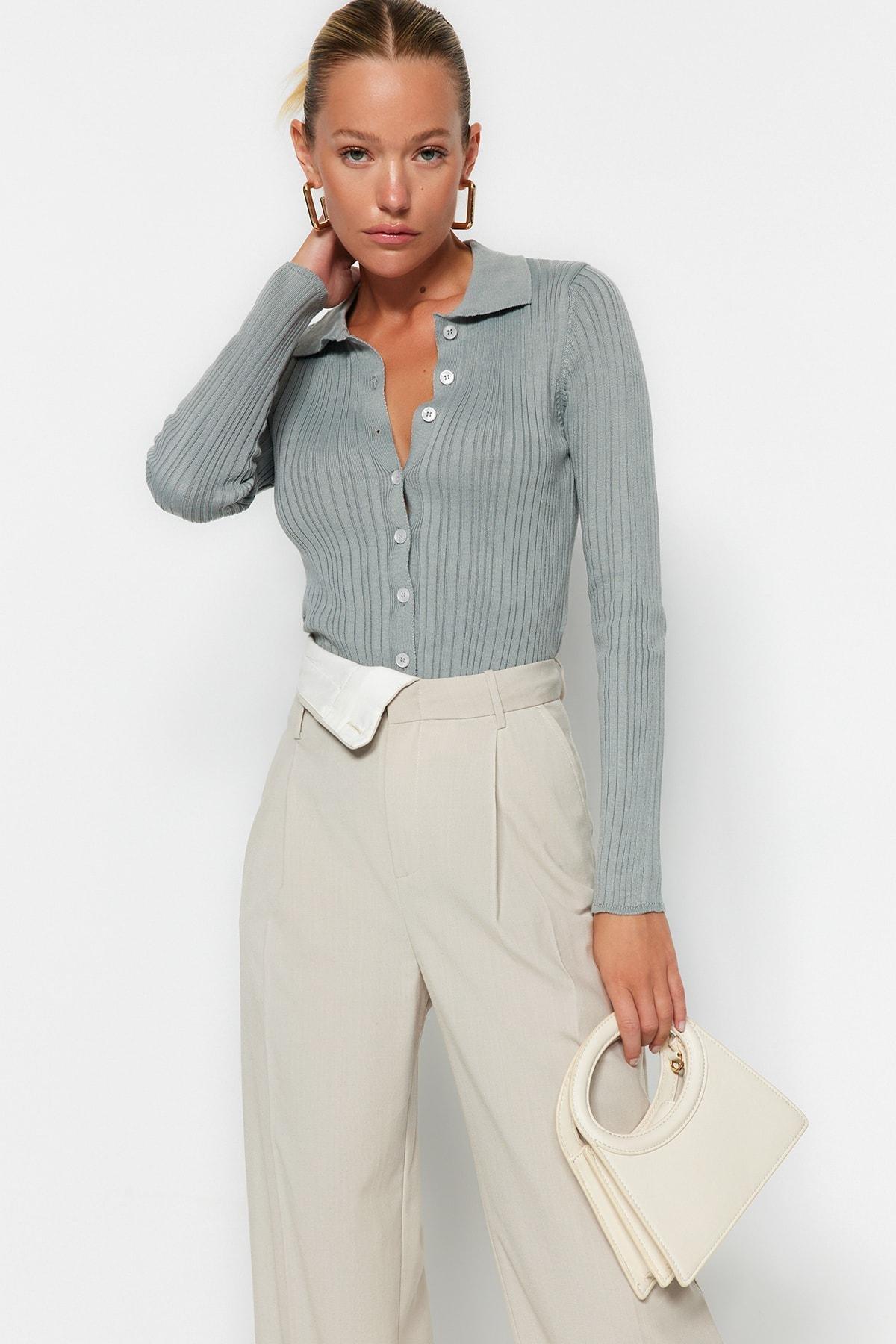 Grey Polo Neck Slim Cardigan, Gray, large image number 9