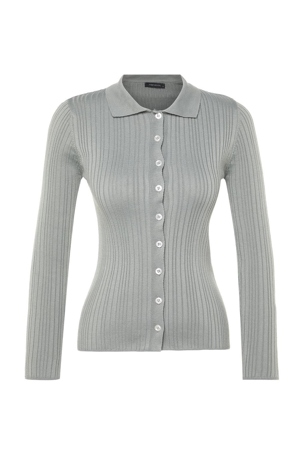 Grey Polo Neck Slim Cardigan, Gray, large image number 10