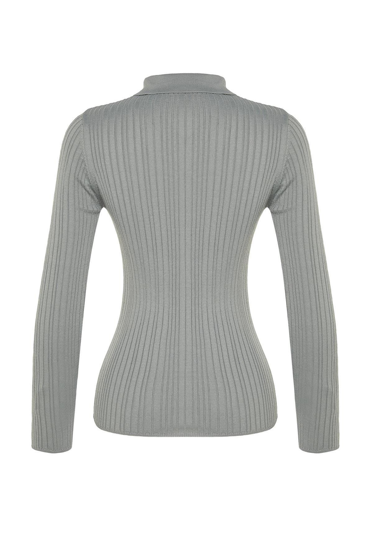 Grey Polo Neck Slim Cardigan, Gray, large image number 12