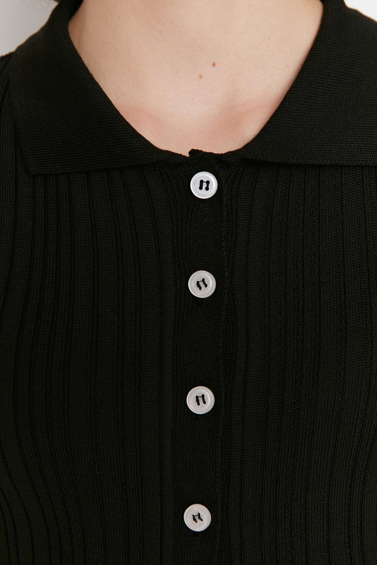 Black Polo Neck Cardigan, Black, large image number 3