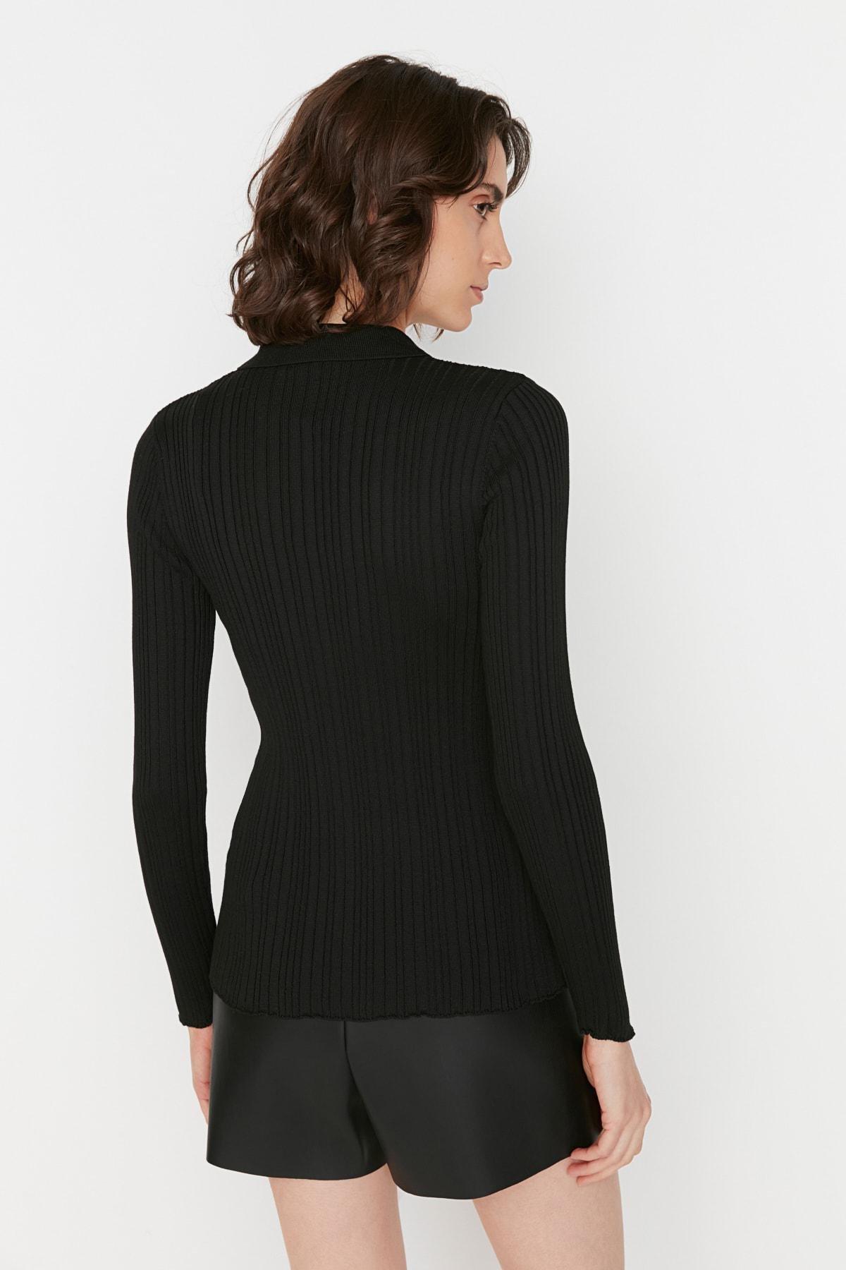 Black Polo Neck Cardigan, Black, large image number 4