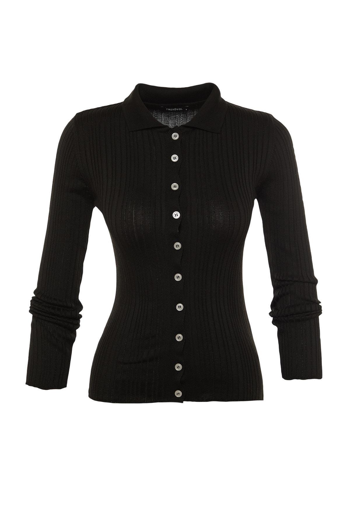 Black Polo Neck Cardigan, Black, large image number 5