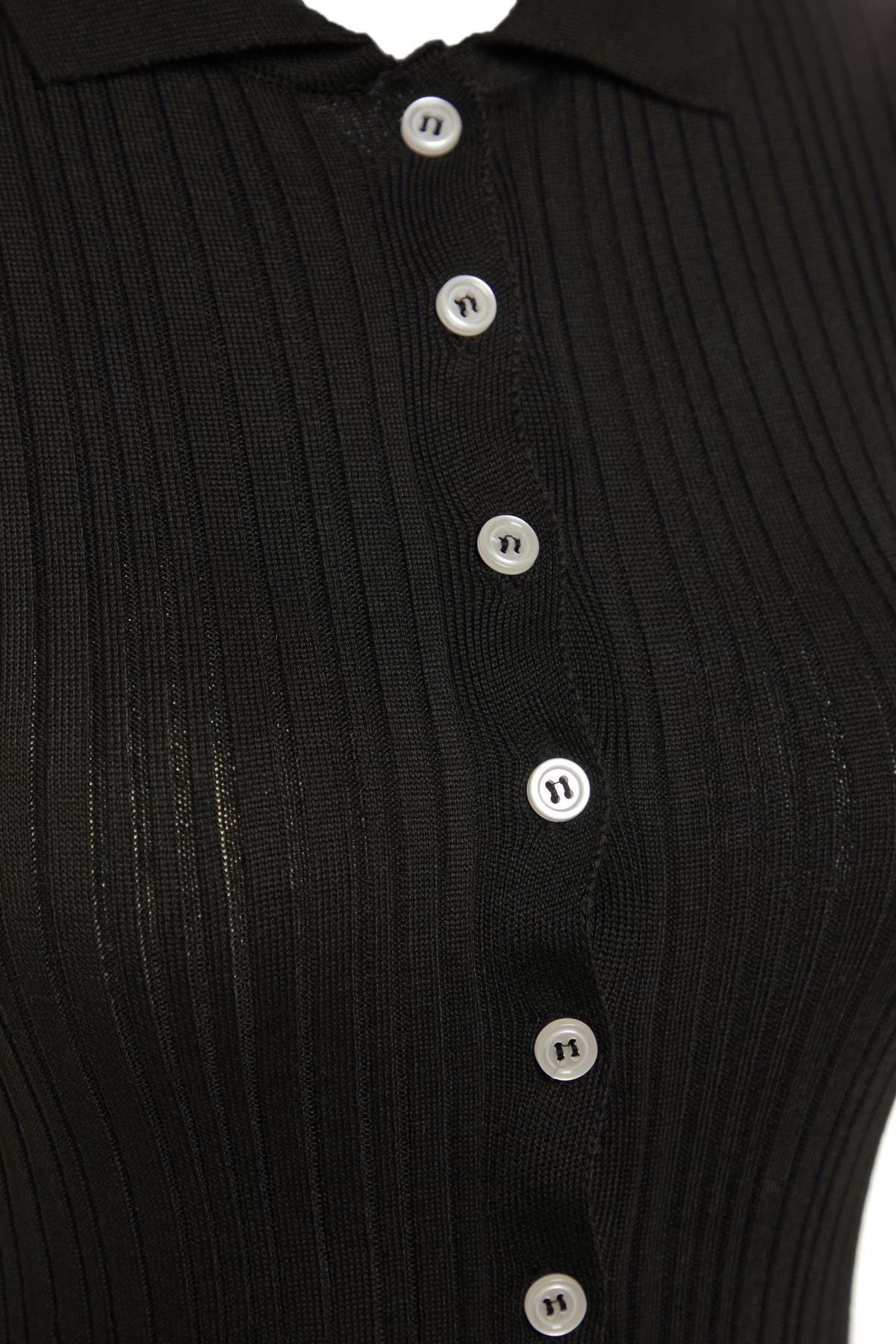 Black Polo Neck Cardigan, Black, large image number 6