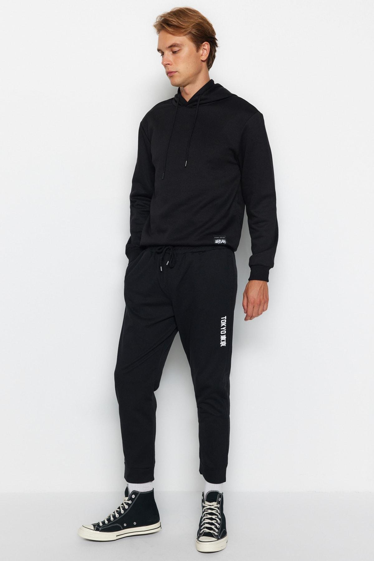 Black Relaxed Sweatpants, , large image number 0