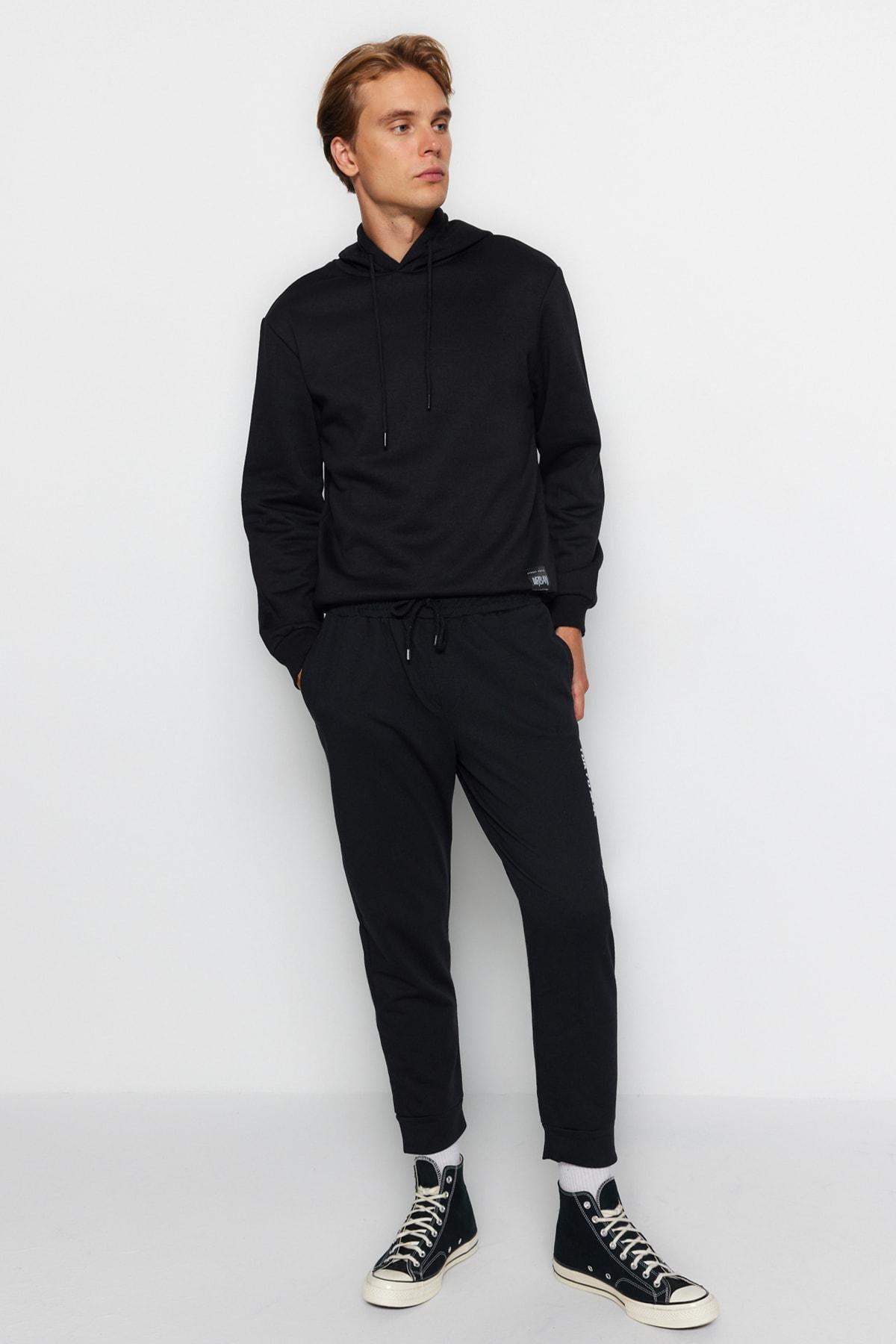 Black Relaxed Sweatpants, , large image number 1