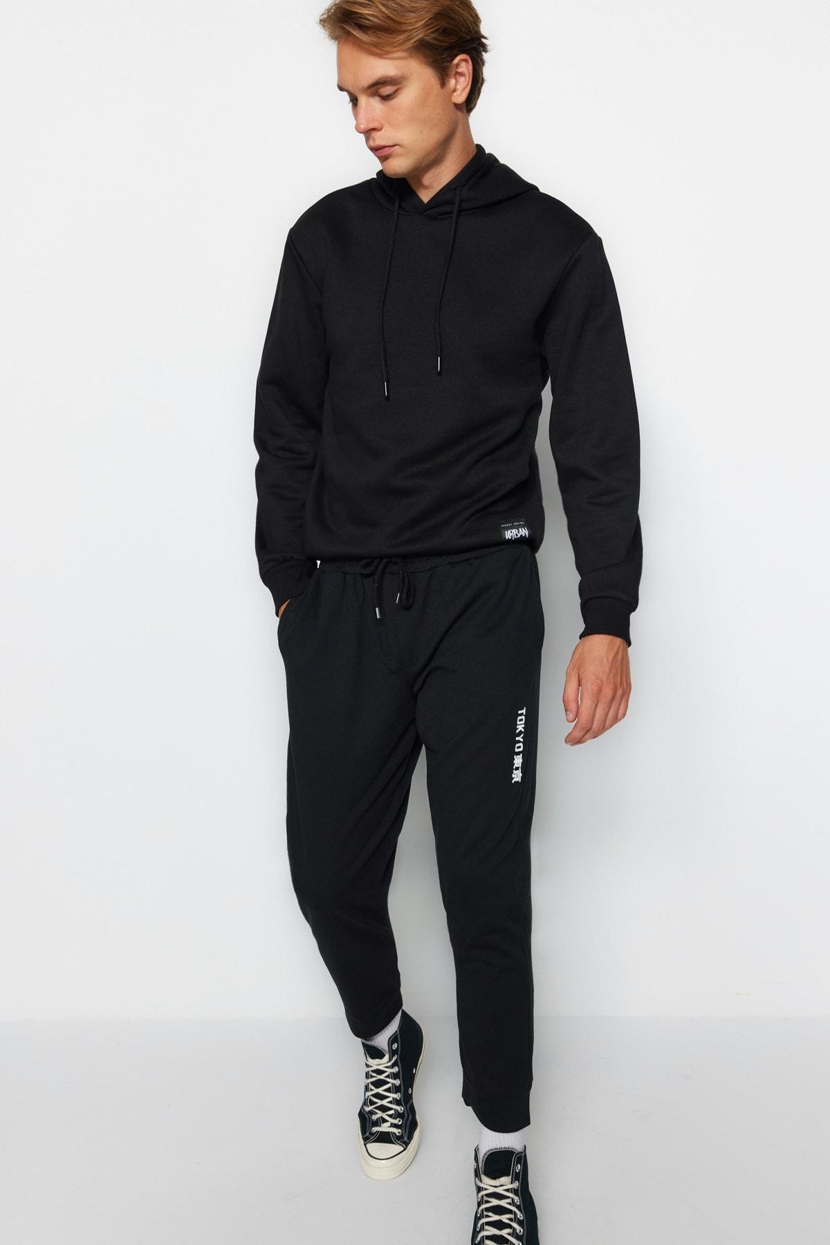 Black Relaxed Sweatpants, , large image number 2