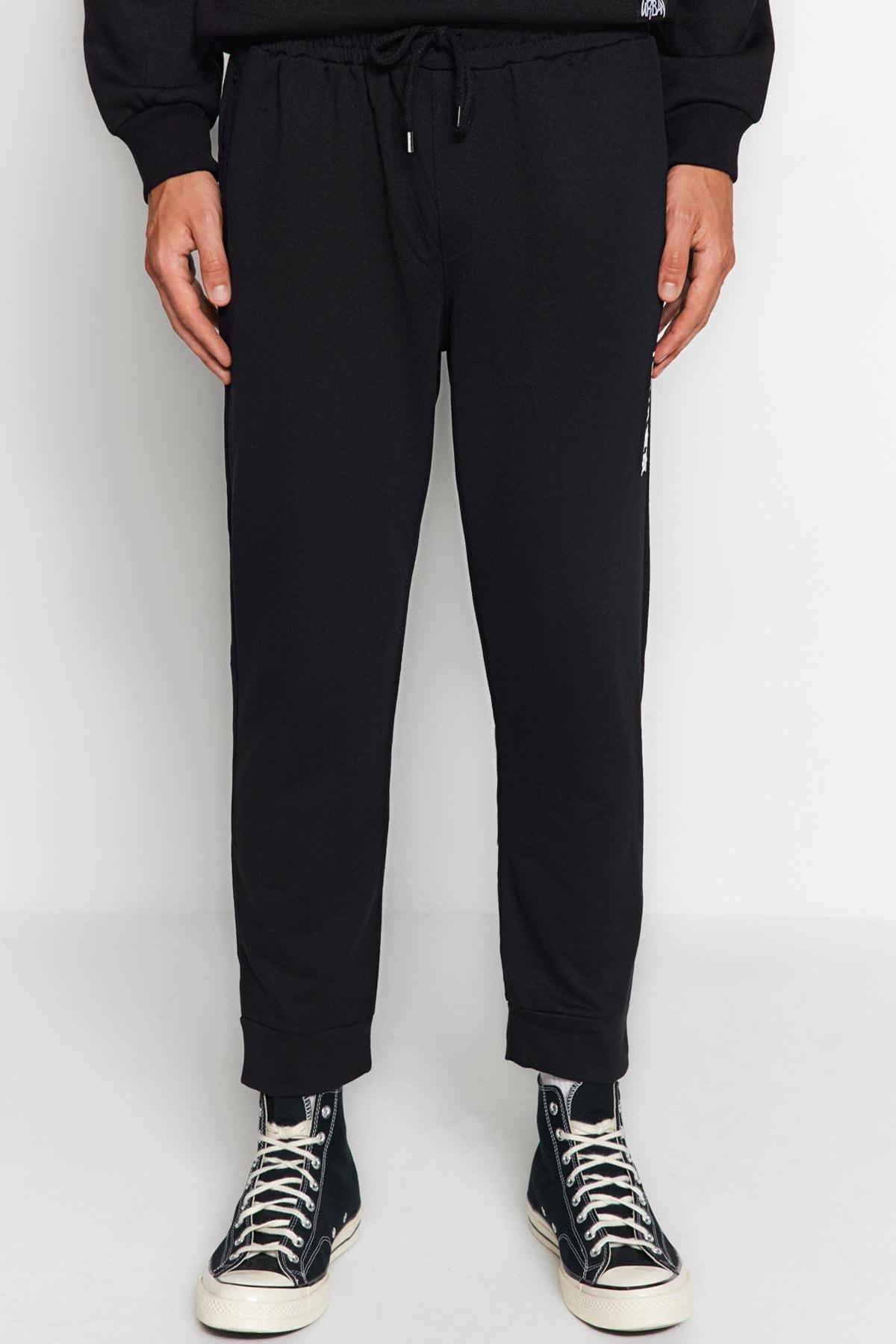 Black Relaxed Sweatpants, , large image number 3