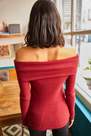 Olalook - Red Long Sleeve Off-Shoulder Top