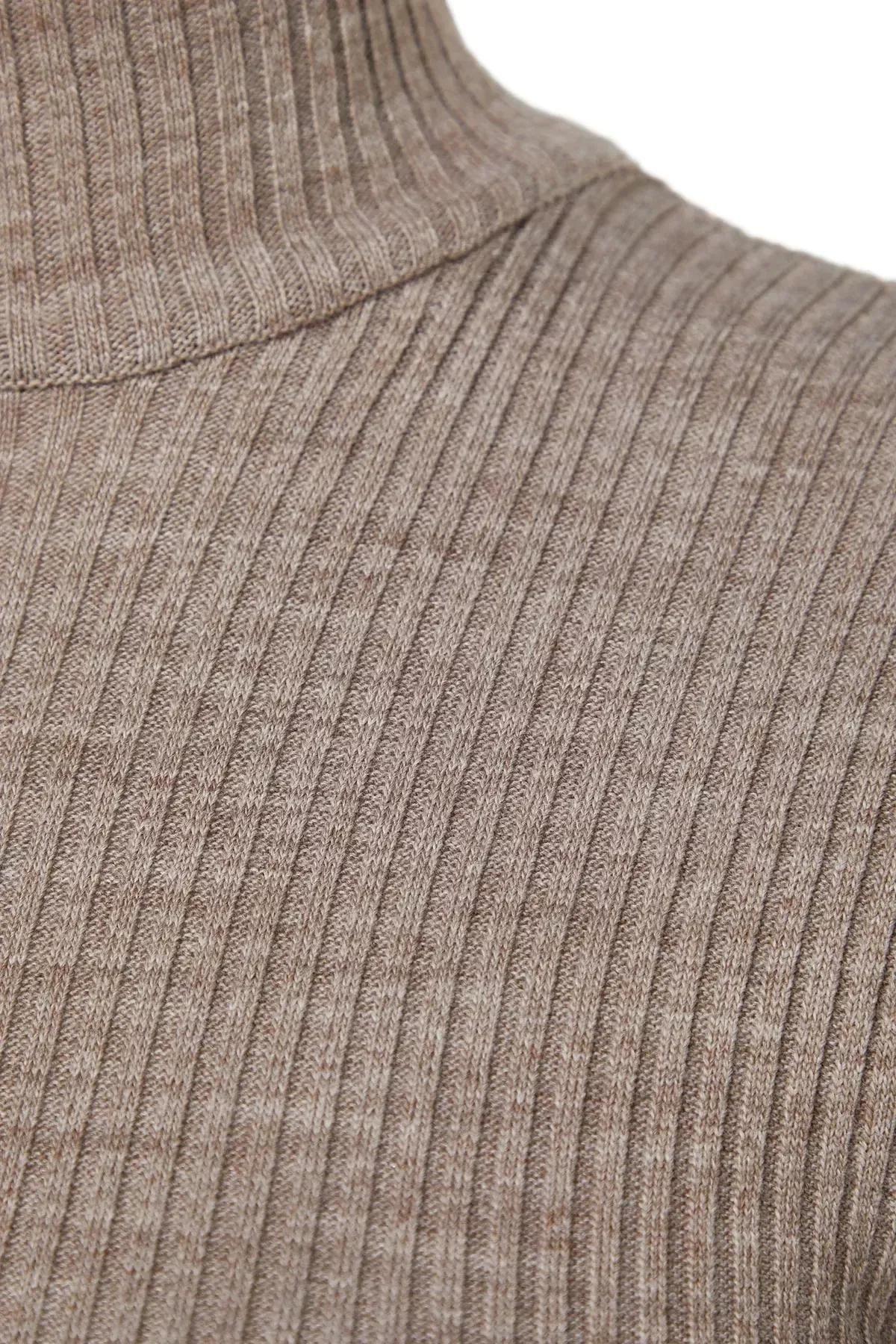 Brown Standing Collar Bodycon Dress, Brown, large image number 13