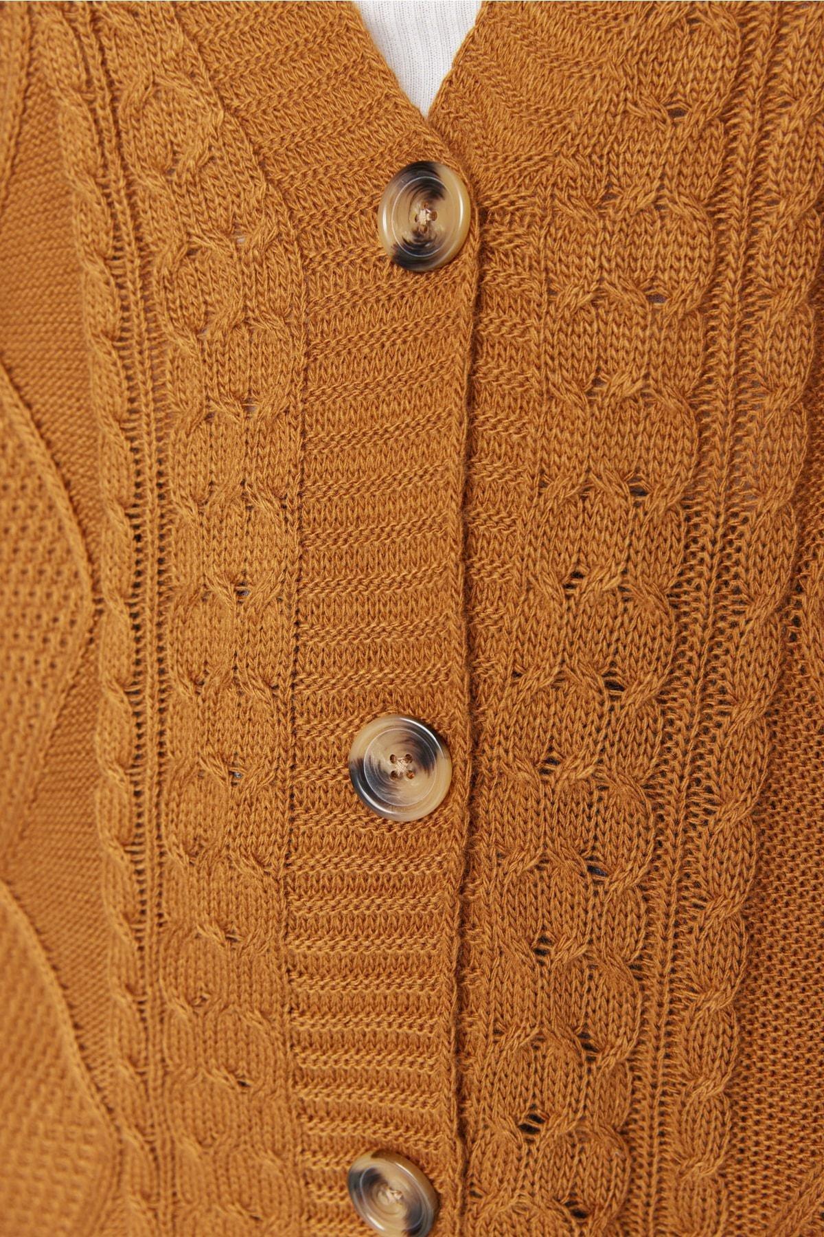 Trendyol - Brown Relaxed Knitted Plus Size Cardigan