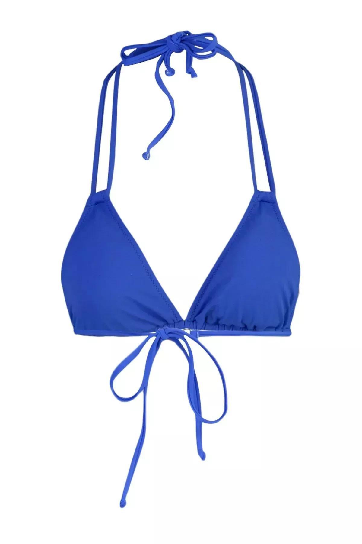 Blue Saks Triangle Bikini Top, Blue, large image number 14