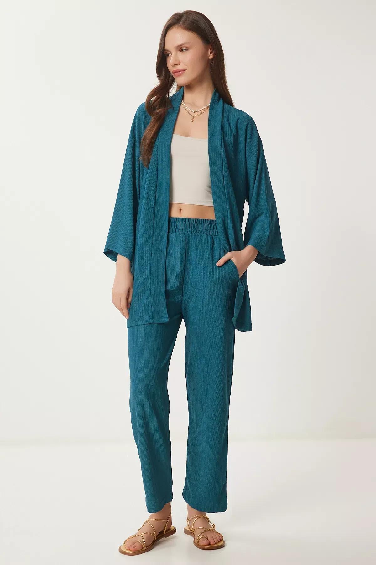 Green V Neck Co-Ord Set, Emerald, medium