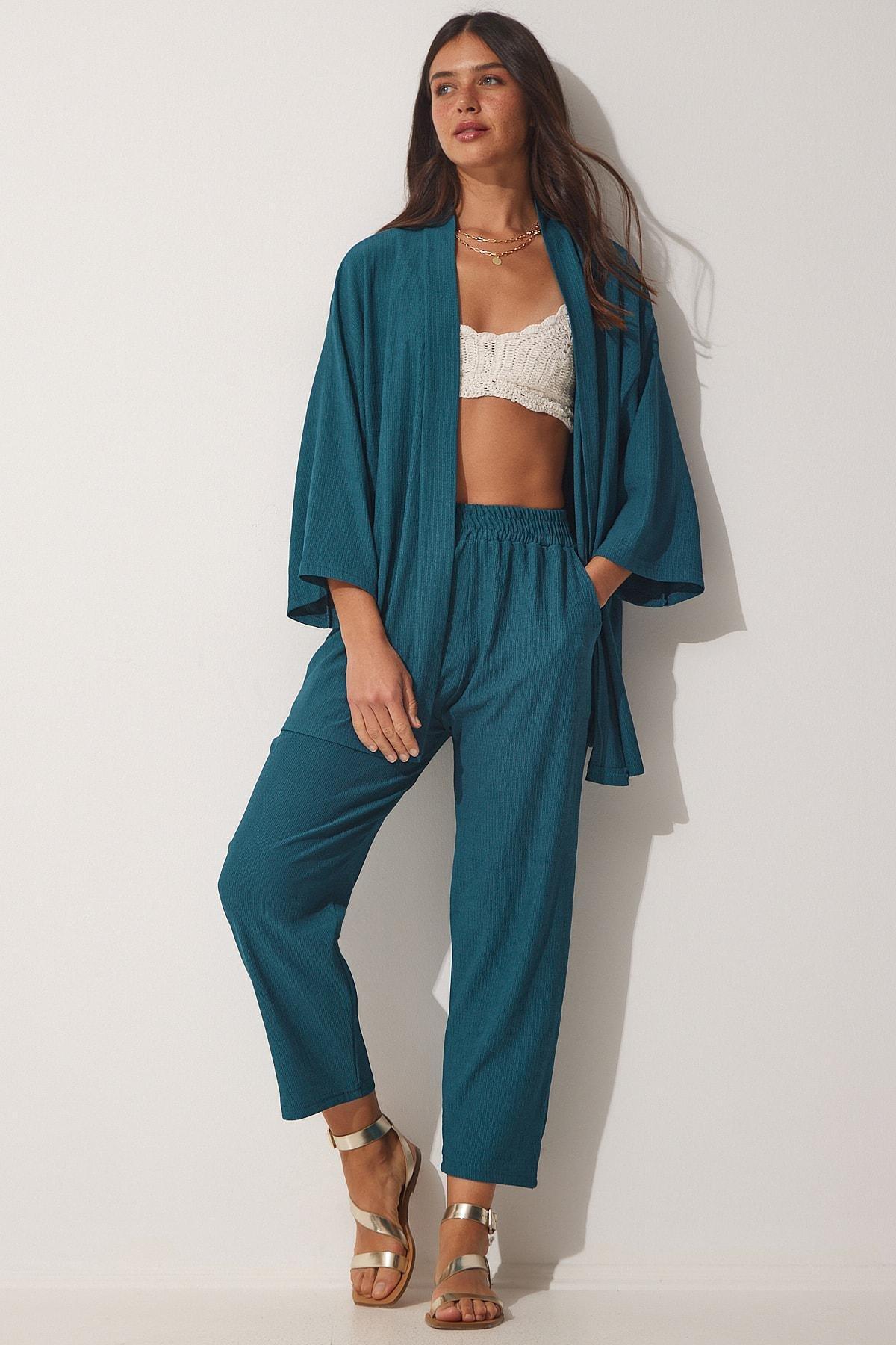 Green V Neck Co-Ord Set, , large image number 1