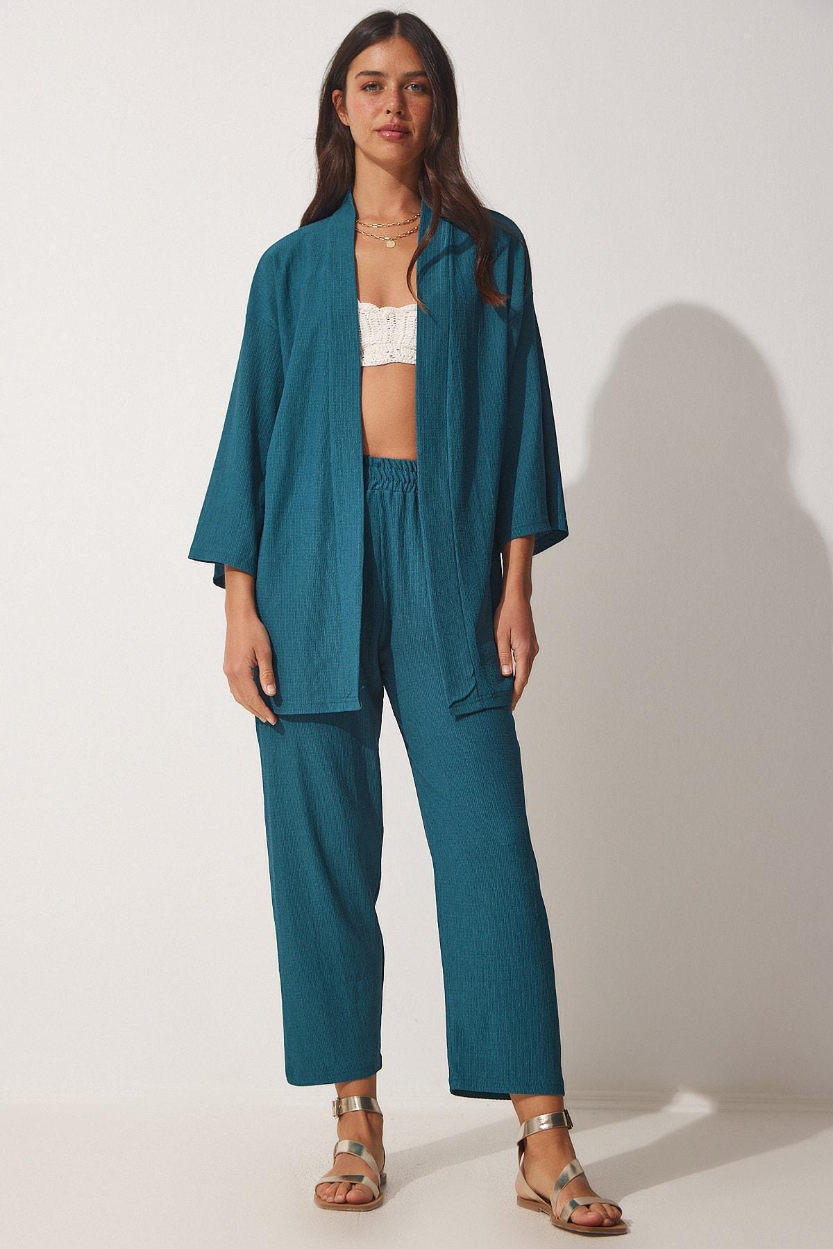 Green V Neck Co-Ord Set, , large image number 2