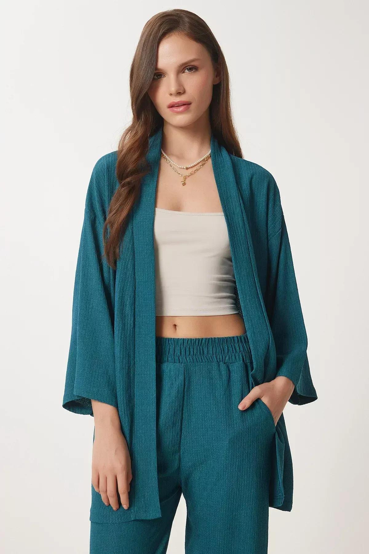 Green V Neck Co-Ord Set, Emerald, medium