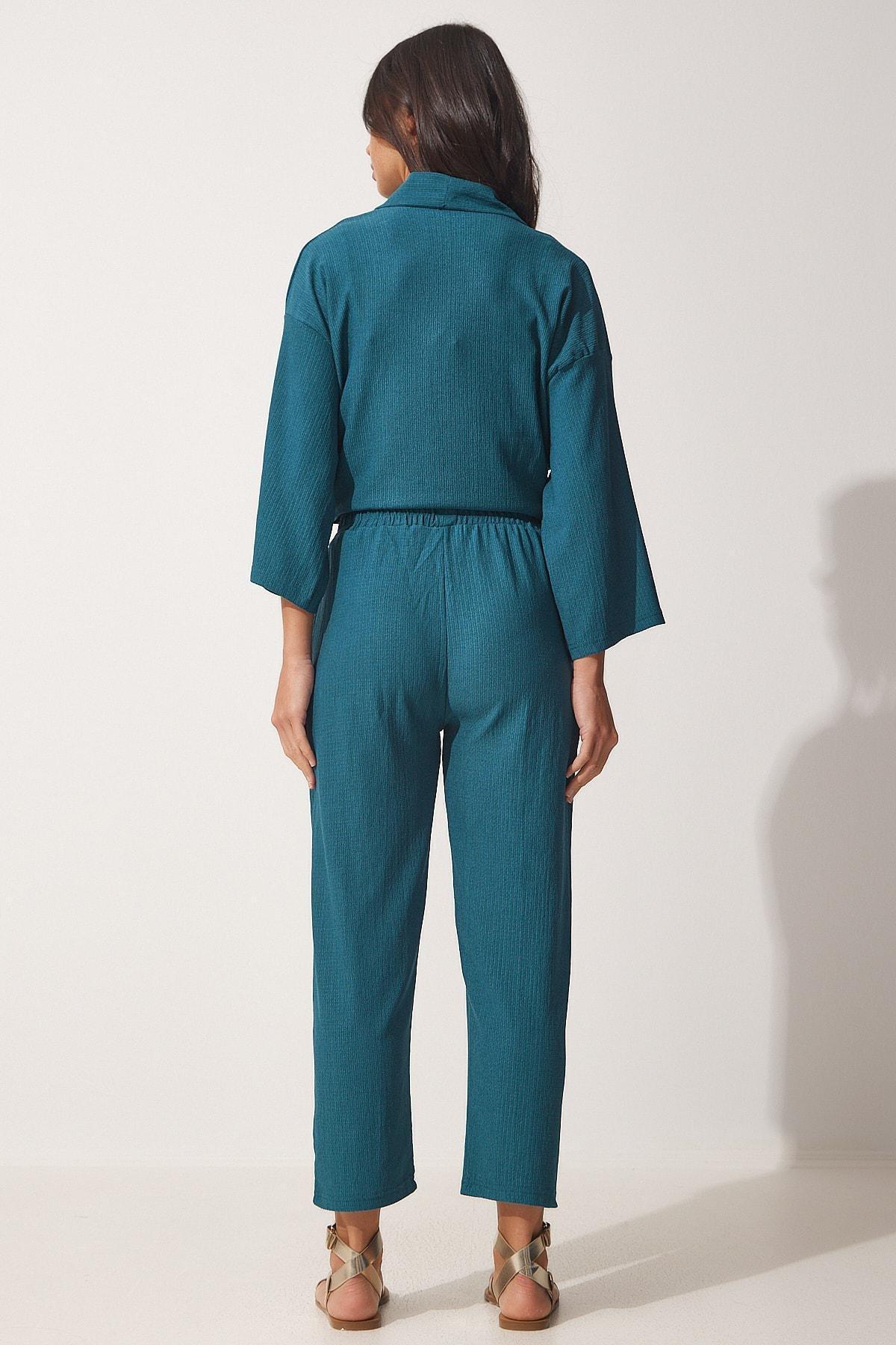 Green V Neck Co-Ord Set, , large image number 4