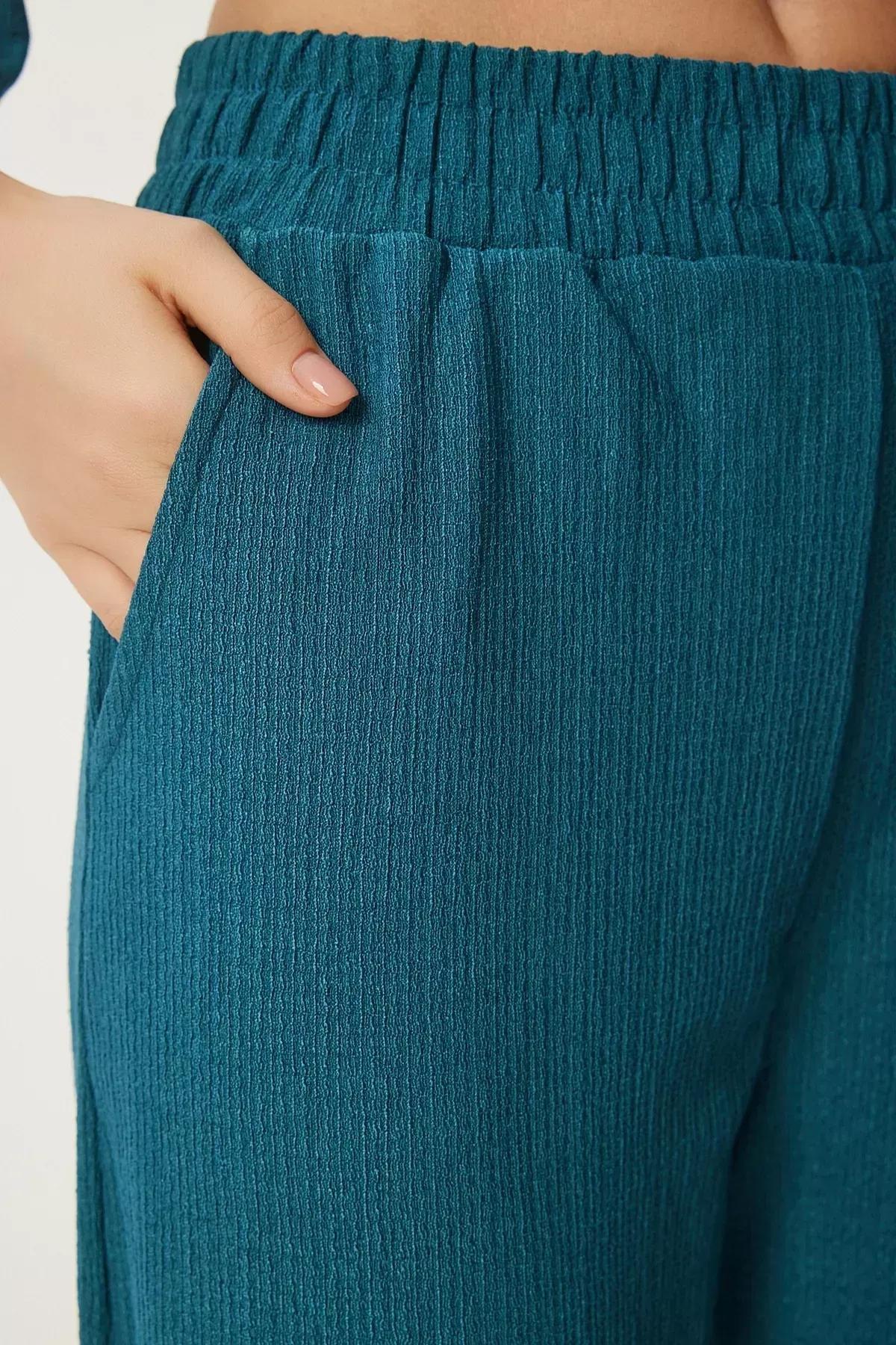 Green V Neck Co-Ord Set, Emerald, large image number 4