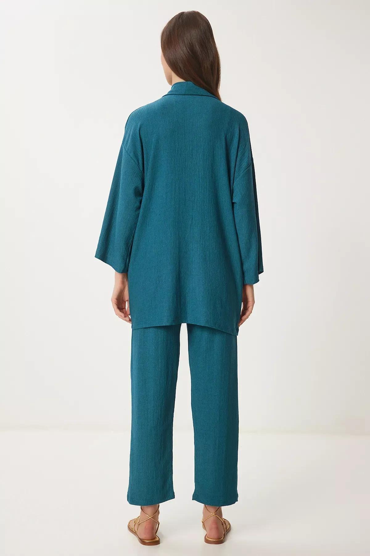 Green V Neck Co-Ord Set, Emerald, large image number 6