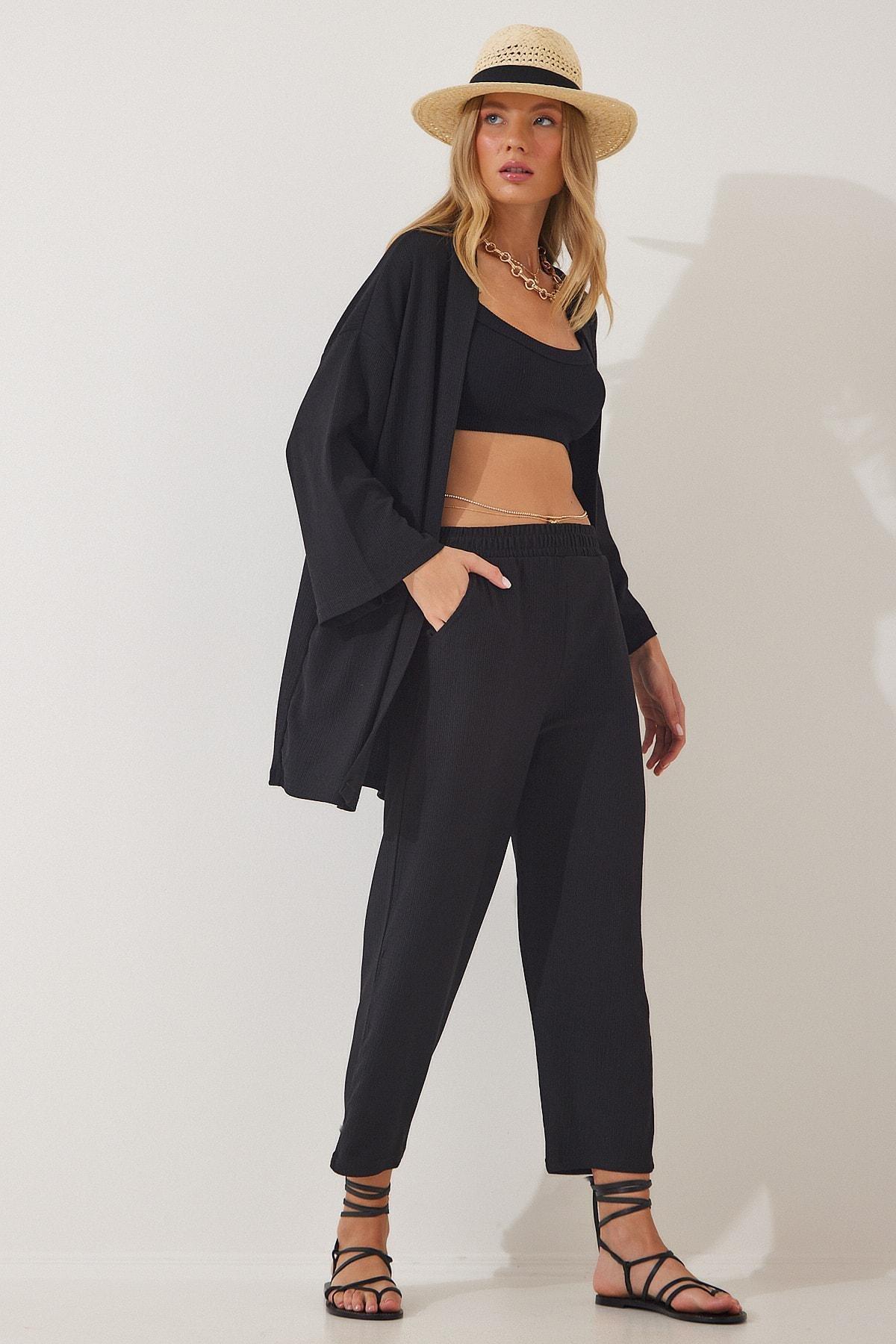Black V-Neck Co-Ord Set, , large image number 0