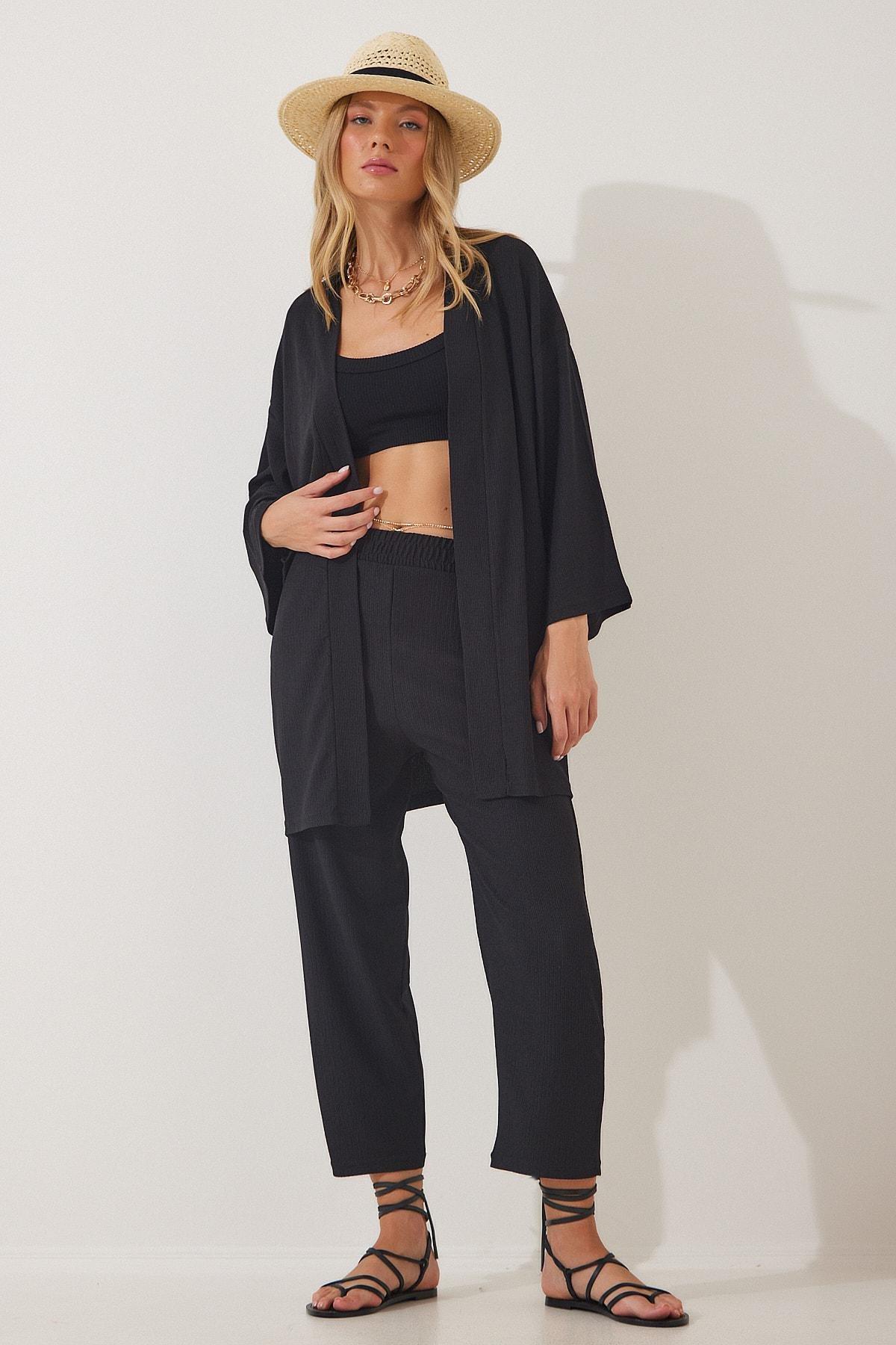 Black V-Neck Co-Ord Set, , large image number 1