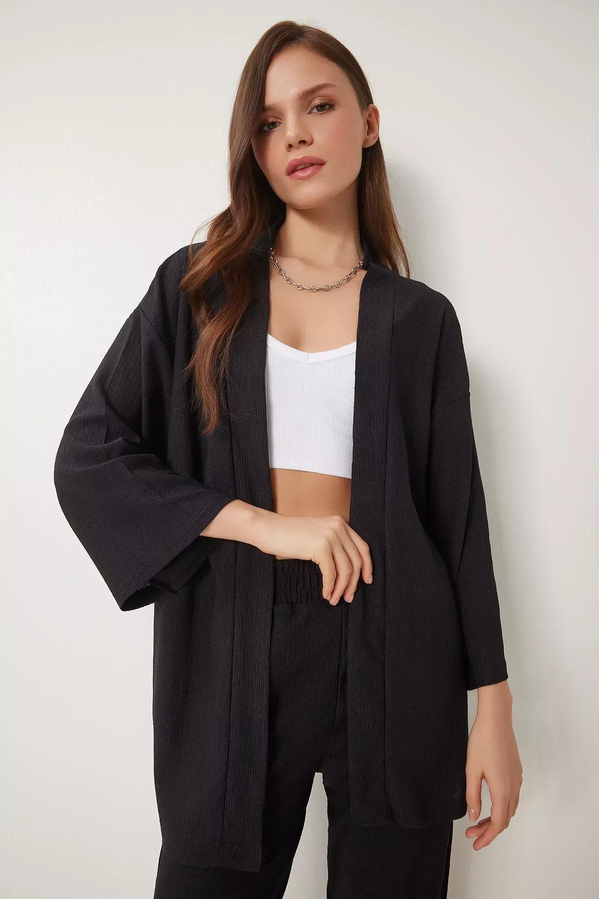 Black V-Neck Co-Ord Set, BLACK, medium