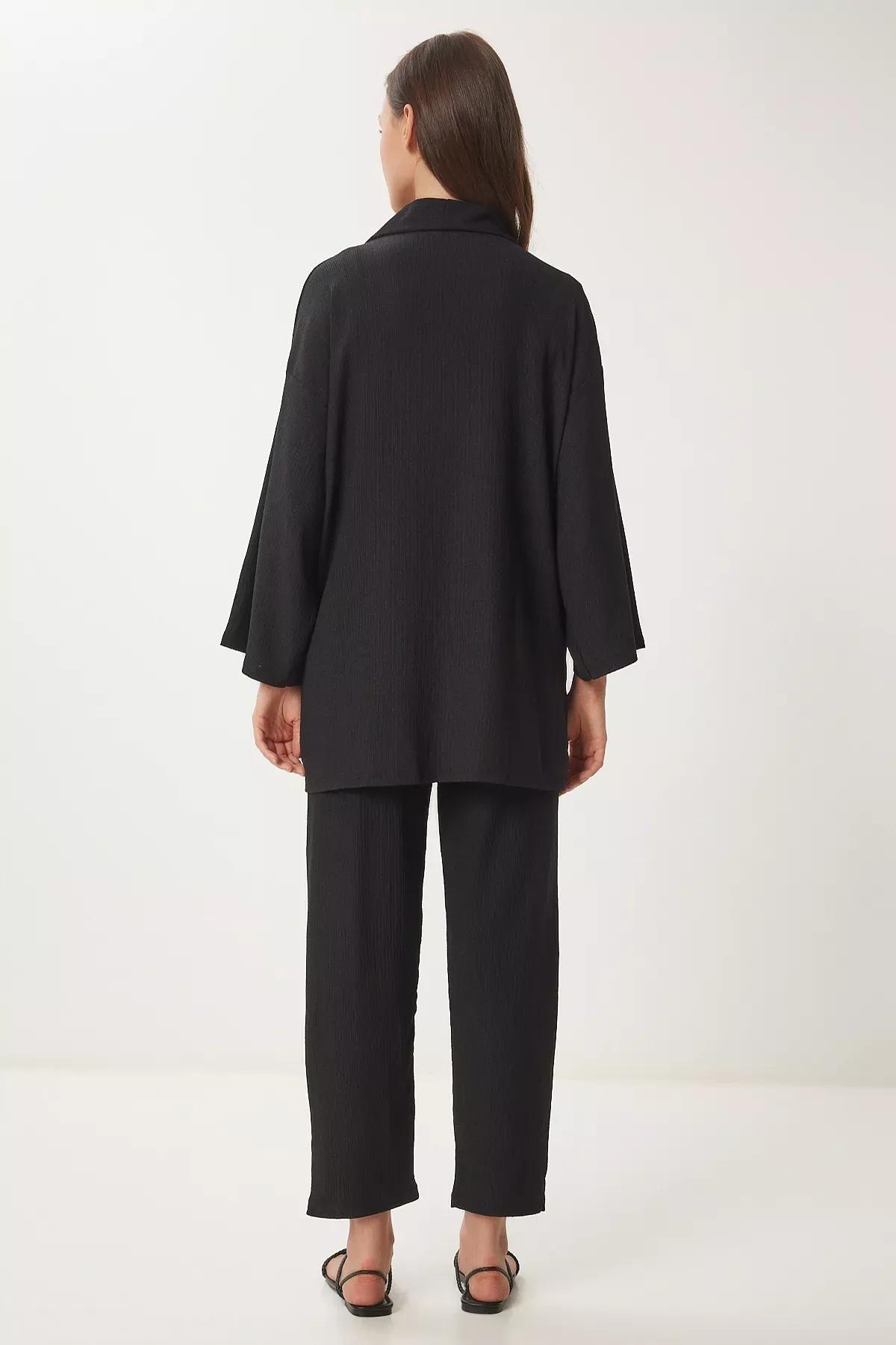 Black V-Neck Co-Ord Set, BLACK, large image number 7