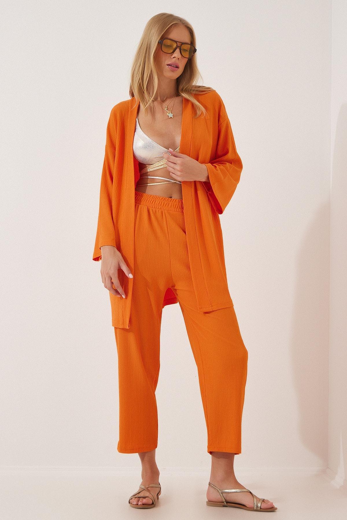 Happiness Istanbul - Orange V-Neck Co-Ord Set