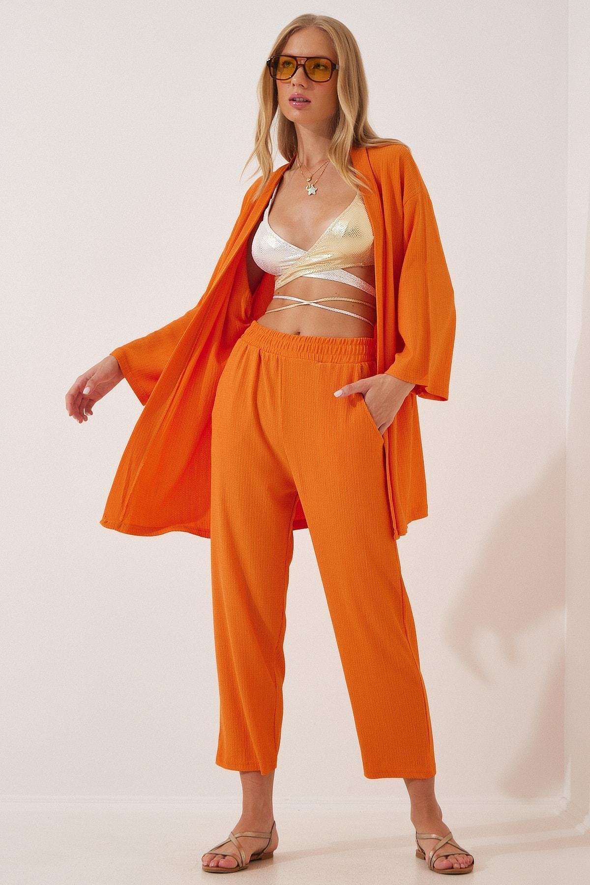 Happiness Istanbul - Orange V-Neck Co-Ord Set