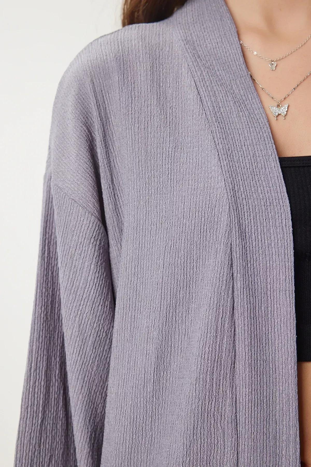 Grey Kimono Co-Ord Set, Stone Gray, large image number 3